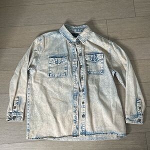 Wildfang Light Acid Wash Denim Button-Up Shirt